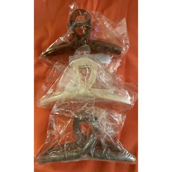 Set Of Three Hair Claws Clips For Thick Hair Tortoise, Cream, and Gray - Picture 1 of 4